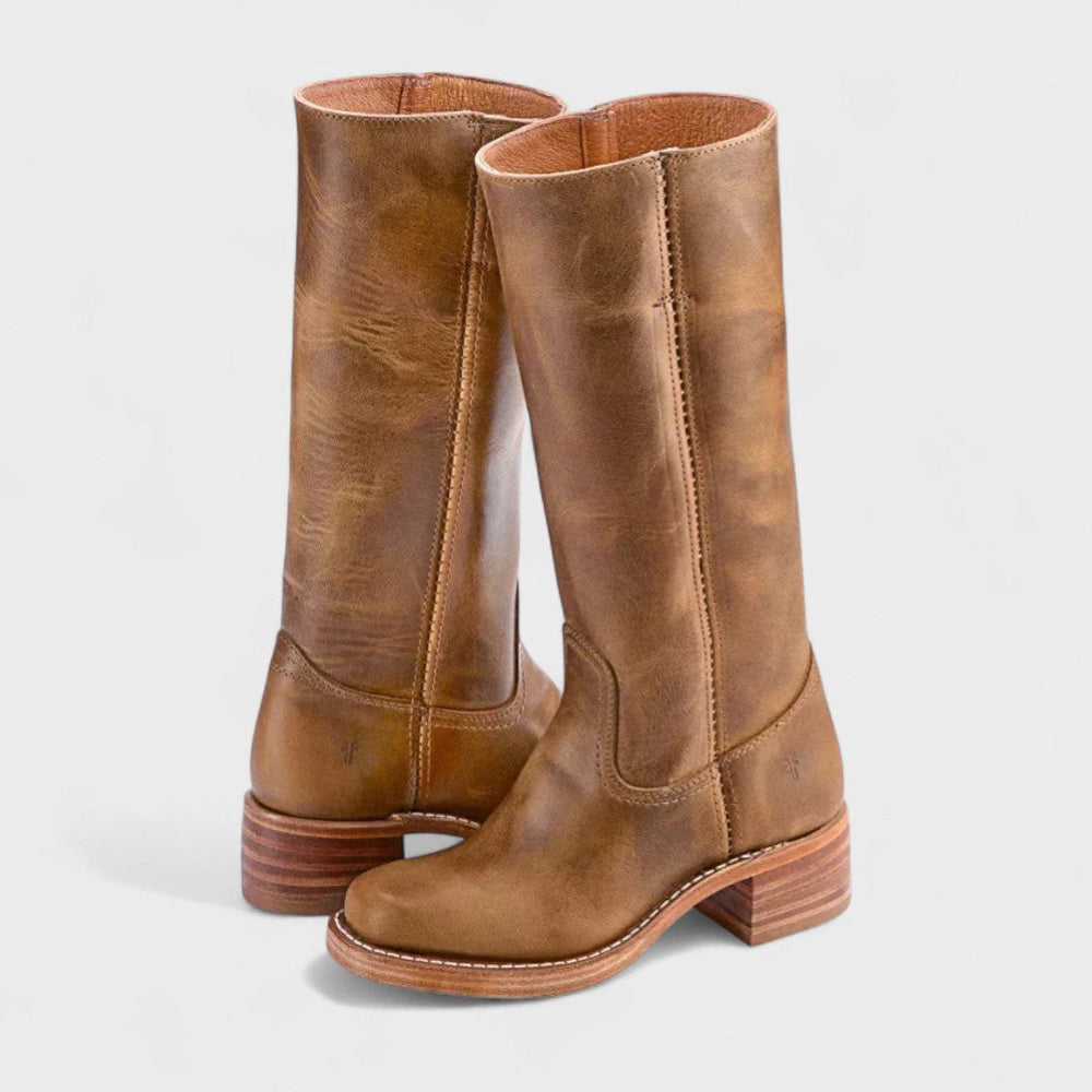 Albertine — Bottes Hautes Femme Zip Talon Carré Cuir, Nelly Boutique — image 2