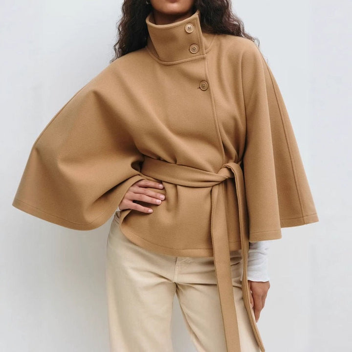 Alix — Cape Femme Laine Ceinturée Col Montant Boutonnée, Nelly Boutique — image 1