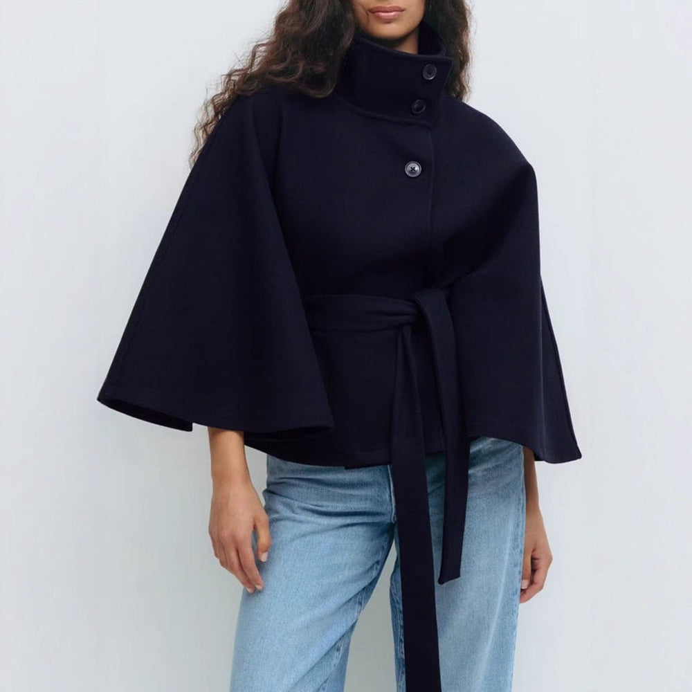 Alix — Cape Femme Laine Ceinturée Col Montant Boutonnée, Nelly Boutique — image 2
