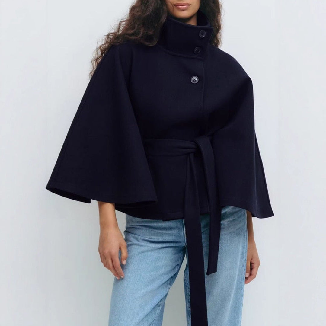 Alix — Cape Femme Laine Ceinturée Col Montant Boutonnée, Nelly Boutique — image 2