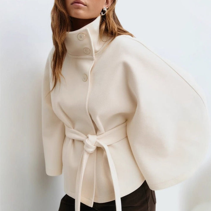 Alix — Cape Femme Laine Ceinturée Col Montant Boutonnée, Nelly Boutique — image 3