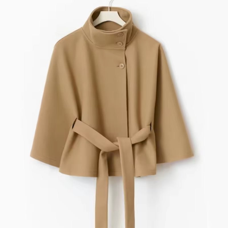 Alix — Cape Femme Laine Ceinturée Col Montant Boutonnée, Nelly Boutique — image 5