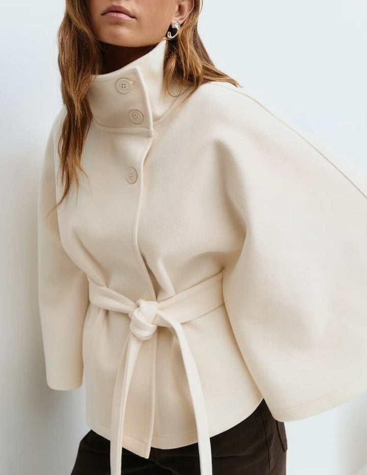 Alix — Cape Femme Laine Ceinturée Col Montant Boutonnée, Nelly Boutique — image 8