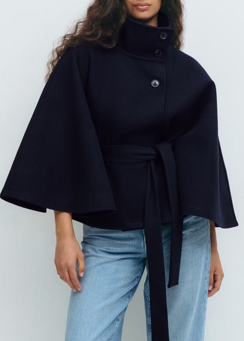 Alix — Cape Femme Laine Ceinturée Col Montant Boutonnée, Nelly Boutique — image 10