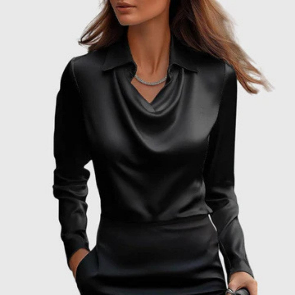 Angèle — Chemise Soie Femme Col Drapé Manche Longue, Nelly Boutique — image 1