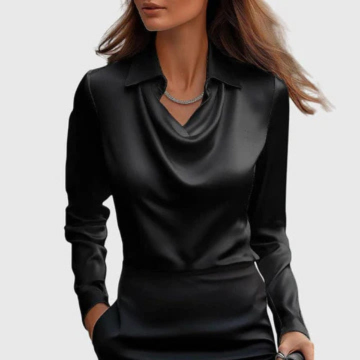 Angèle — Chemise Soie Femme Col Drapé Manche Longue, Nelly Boutique — image 1