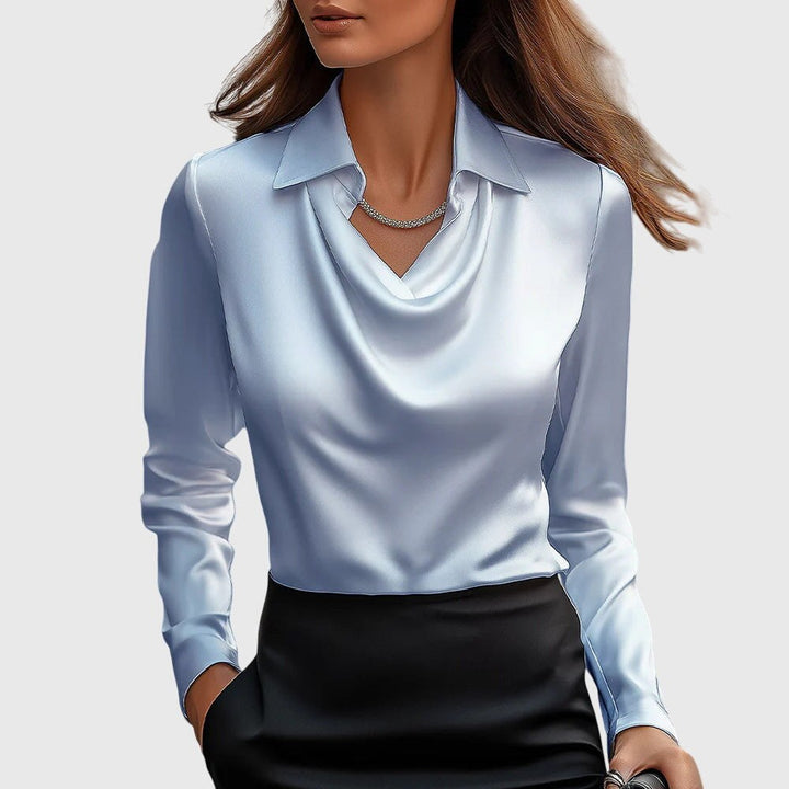 Angèle — Chemise Soie Femme Col Drapé Manche Longue, Nelly Boutique — image 3