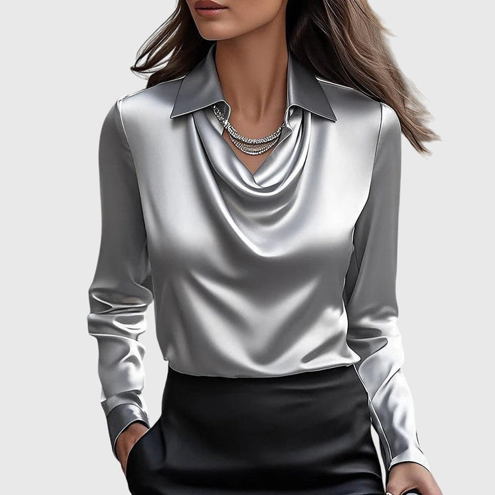 Angèle — Chemise Soie Femme Col Drapé Manche Longue, Nelly Boutique — image 8