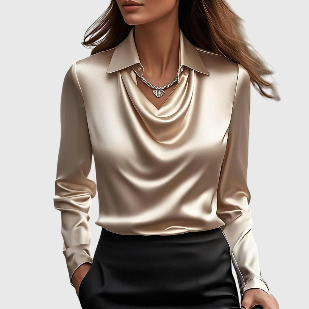 Angèle — Chemise Soie Femme Col Drapé Manche Longue, Nelly Boutique — image 9