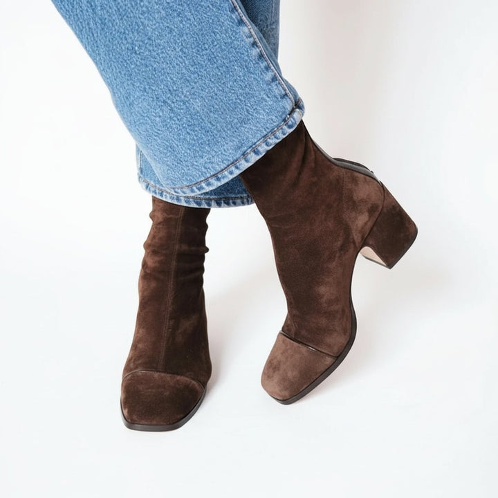 Apolline — Bottines à Talon Femme Daim Chaussette, Nelly Boutique — image 1