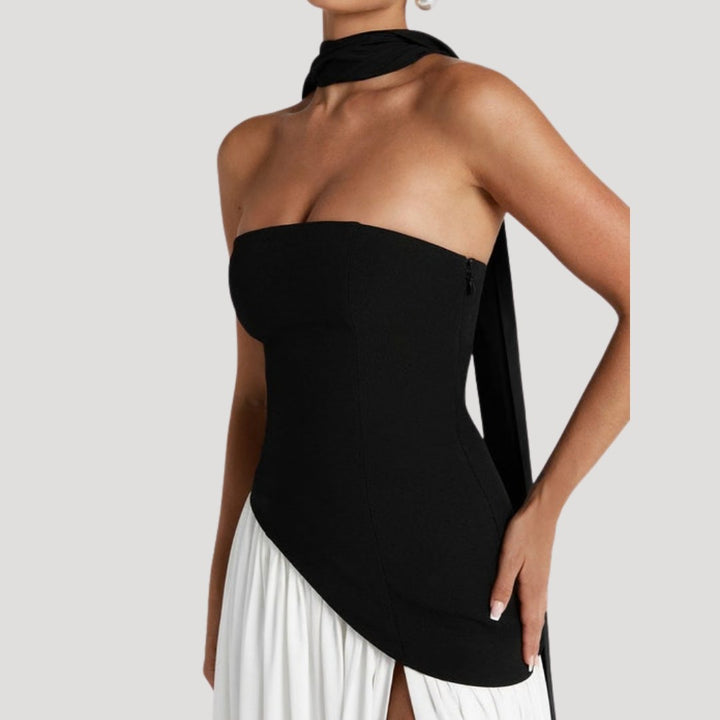 Armance — Robe de Soirée Femme Bustier Longue Plissée Fendue, Nelly Boutique — image 8