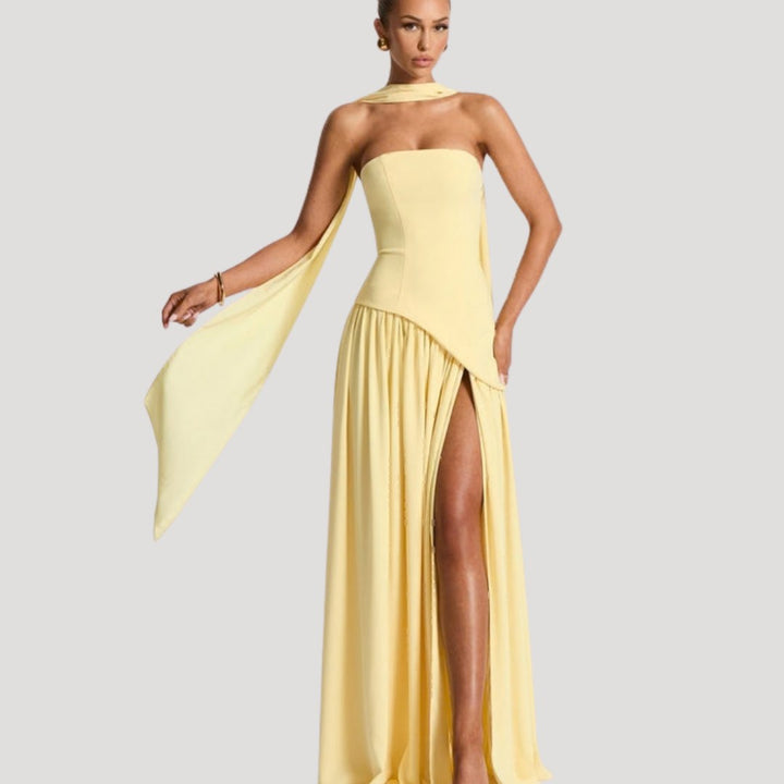 Armance — Robe de Soirée Femme Bustier Longue Plissée Fendue, Nelly Boutique — image 12
