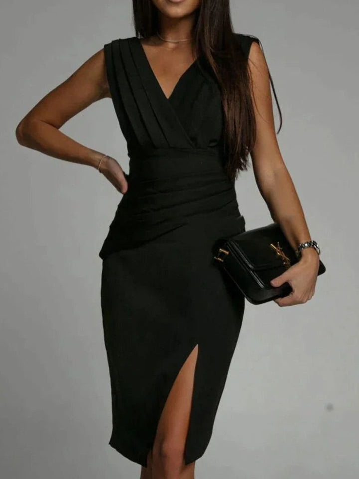 Bérénice — Robe de Soirée Femme Midi Col V Fendue, Nelly Boutique — image 11