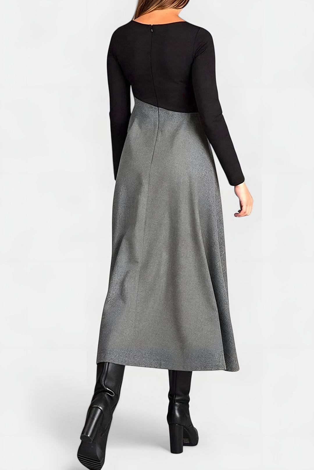 Blandine — Robe Manche Longue Femme Bicolore Plissée Midi, Nelly Boutique — image 1