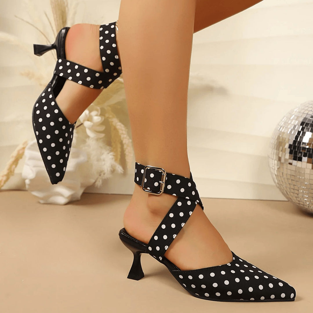 Claire — Escarpin Femme Petit Talon Bride Croisée Pois, Nelly Boutique — image 12