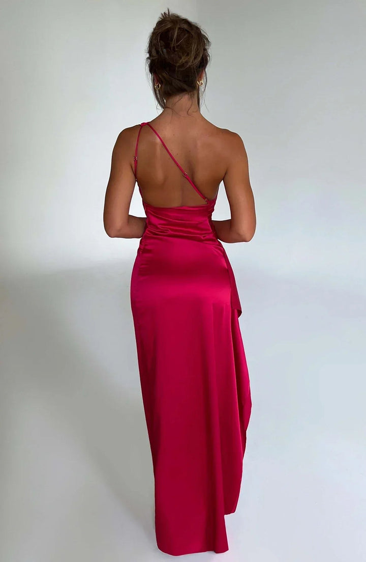 Claudine — Robe de Soirée Femme Satin Épaule Fendue, Nelly Boutique — image 2