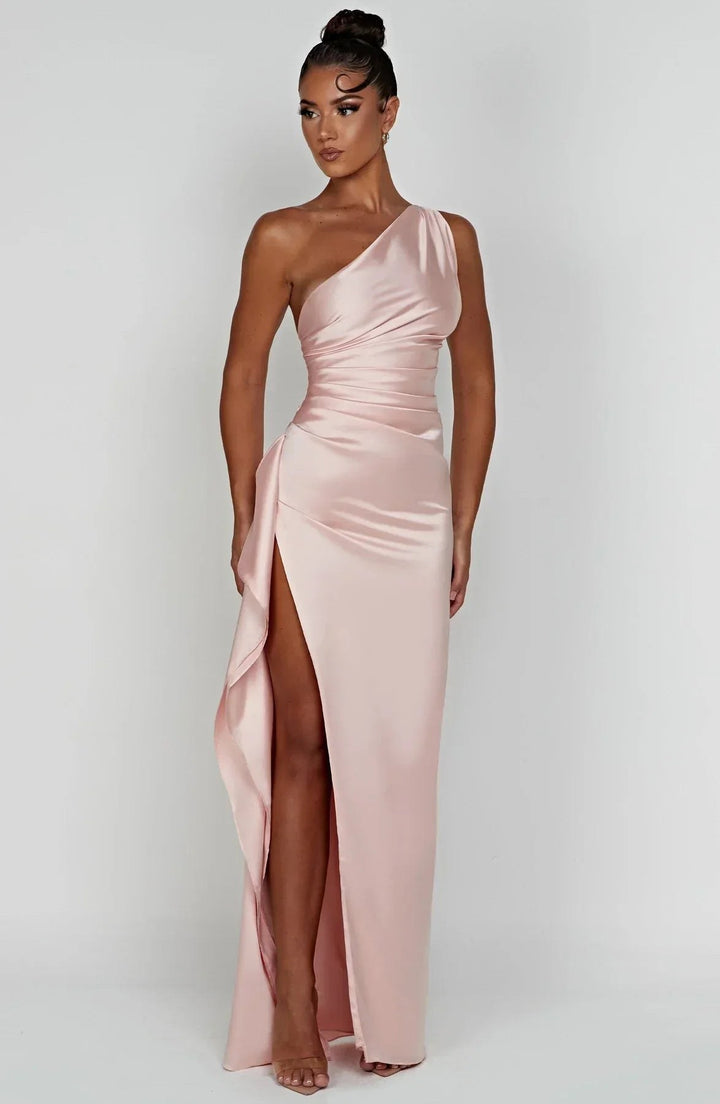 Claudine — Robe de Soirée Femme Satin Épaule Fendue, Nelly Boutique — image 10