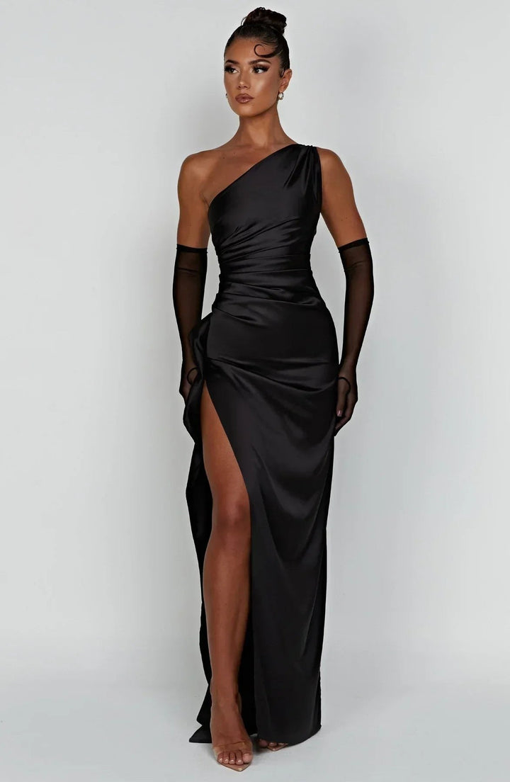 Claudine — Robe de Soirée Femme Satin Épaule Fendue, Nelly Boutique — image 26