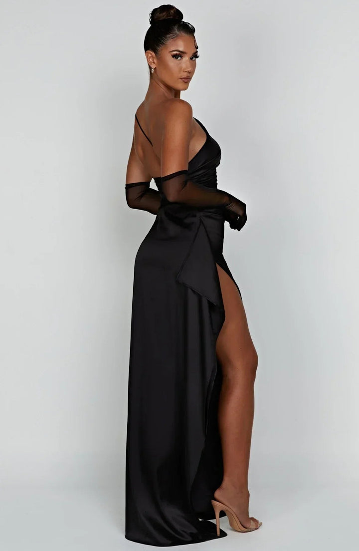 Claudine — Robe de Soirée Femme Satin Épaule Fendue, Nelly Boutique — image 29