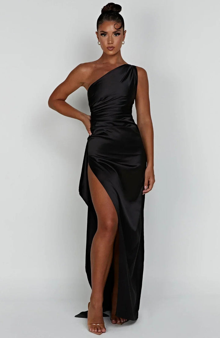 Claudine — Robe de Soirée Femme Satin Épaule Fendue, Nelly Boutique — image 31