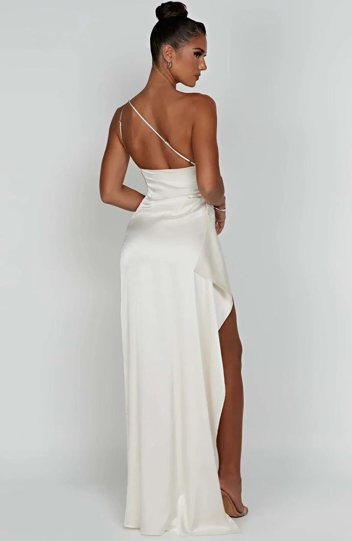 Claudine — Robe de Soirée Femme Satin Épaule Fendue, Nelly Boutique — image 40