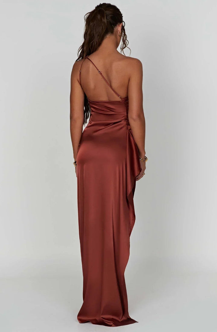 Claudine — Robe de Soirée Femme Satin Épaule Fendue, Nelly Boutique — image 47