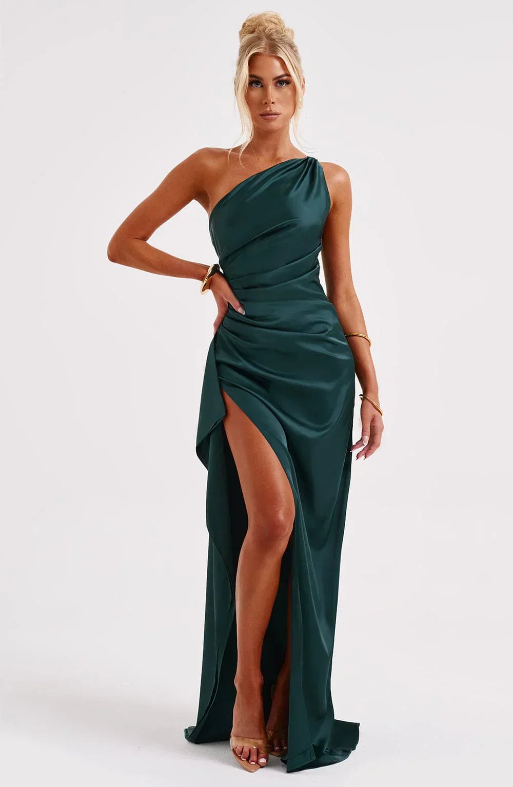Claudine — Robe de Soirée Femme Satin Épaule Fendue, Nelly Boutique — image 56