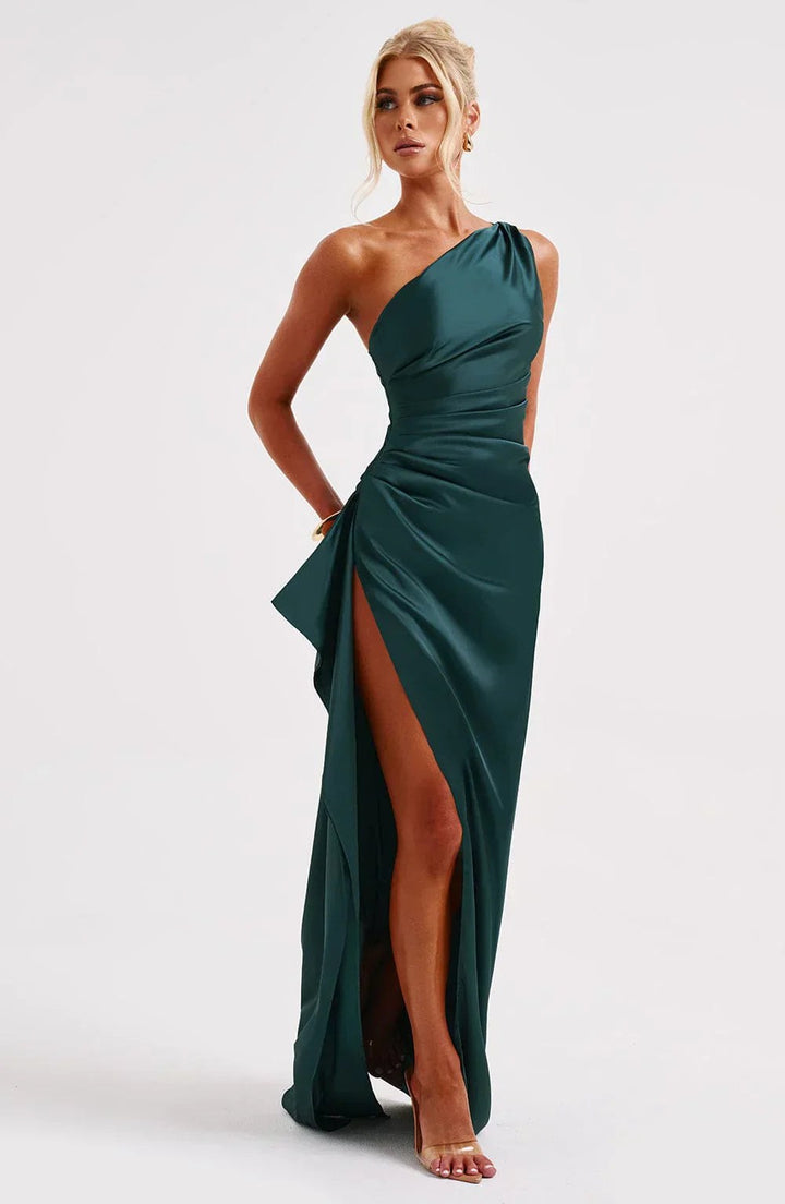 Claudine — Robe de Soirée Femme Satin Épaule Fendue, Nelly Boutique — image 59