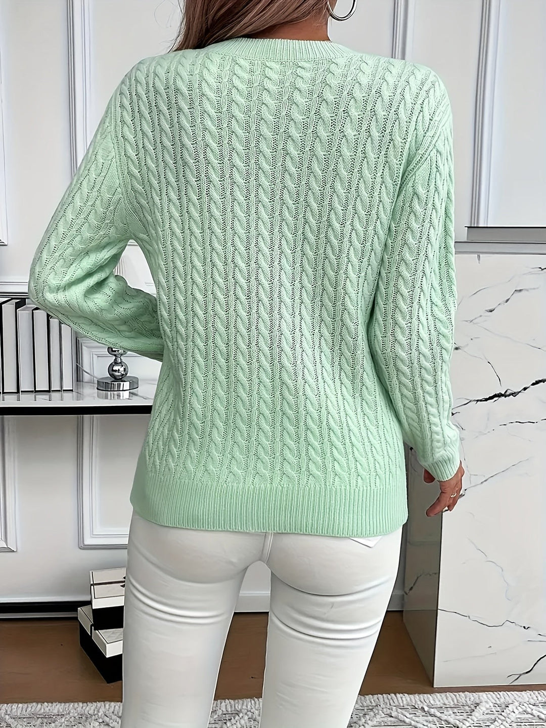 Danièle — Pulls Femme Torsadé Col Rond Maille Fine, Nelly Boutique — image 2