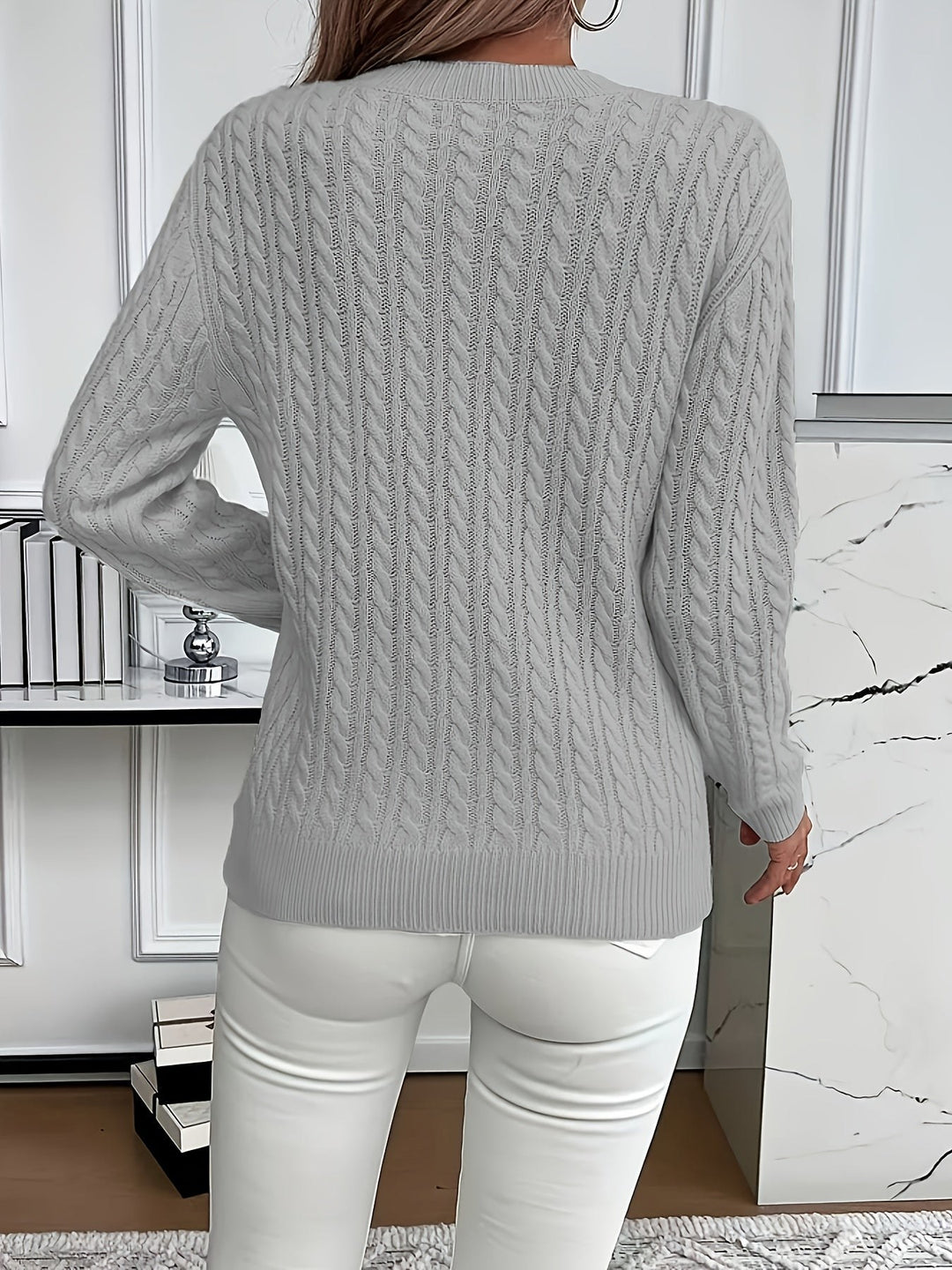 Danièle — Pulls Femme Torsadé Col Rond Maille Fine, Nelly Boutique — image 8