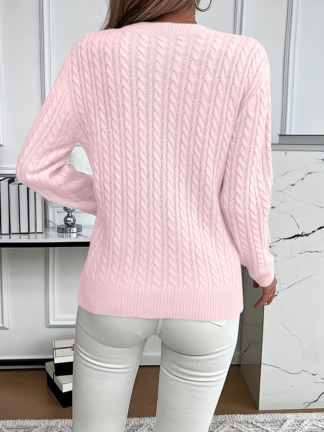 Danièle — Pulls Femme Torsadé Col Rond Maille Fine, Nelly Boutique — image 20