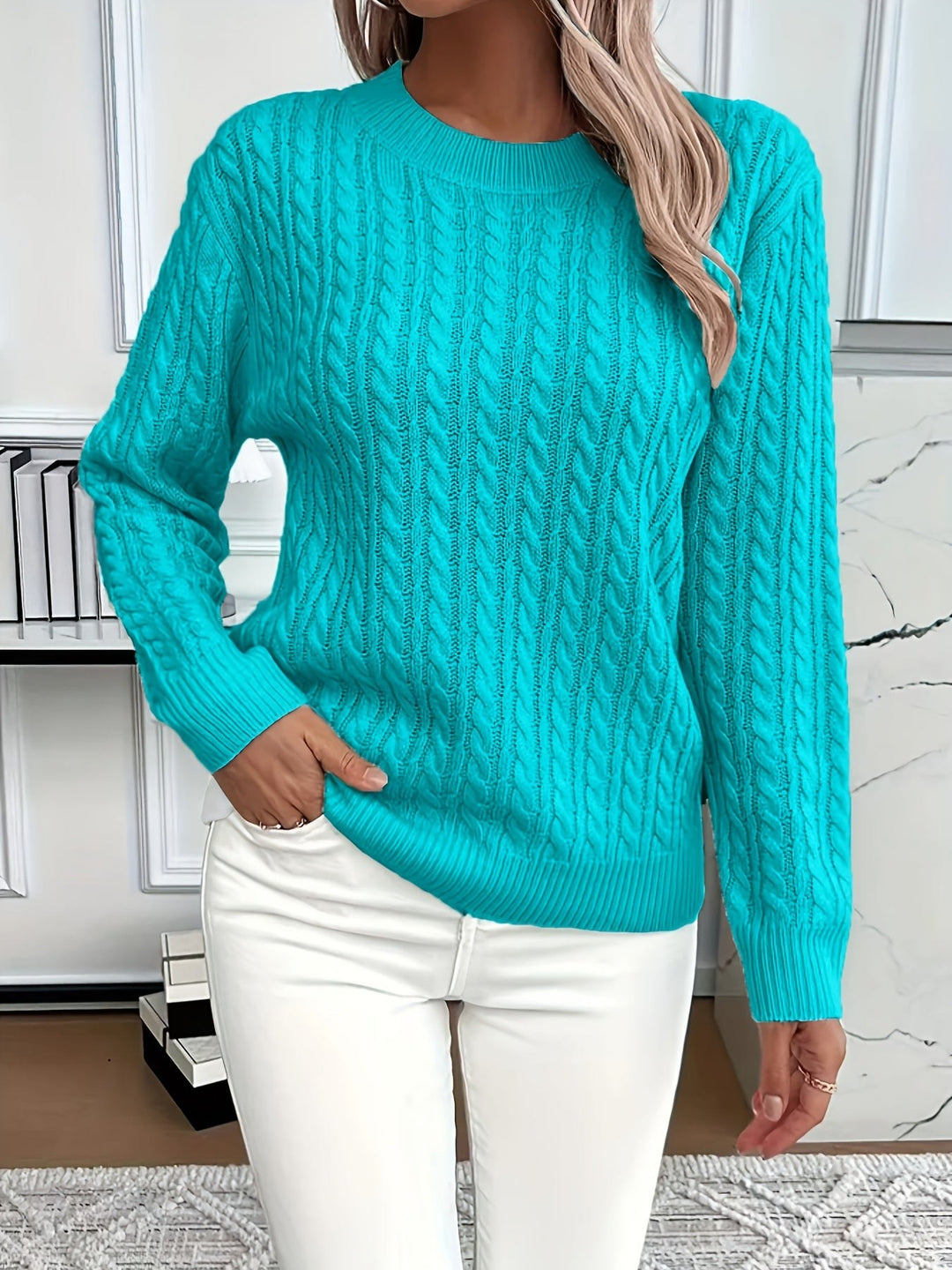 Danièle — Pulls Femme Torsadé Col Rond Maille Fine, Nelly Boutique — image 31