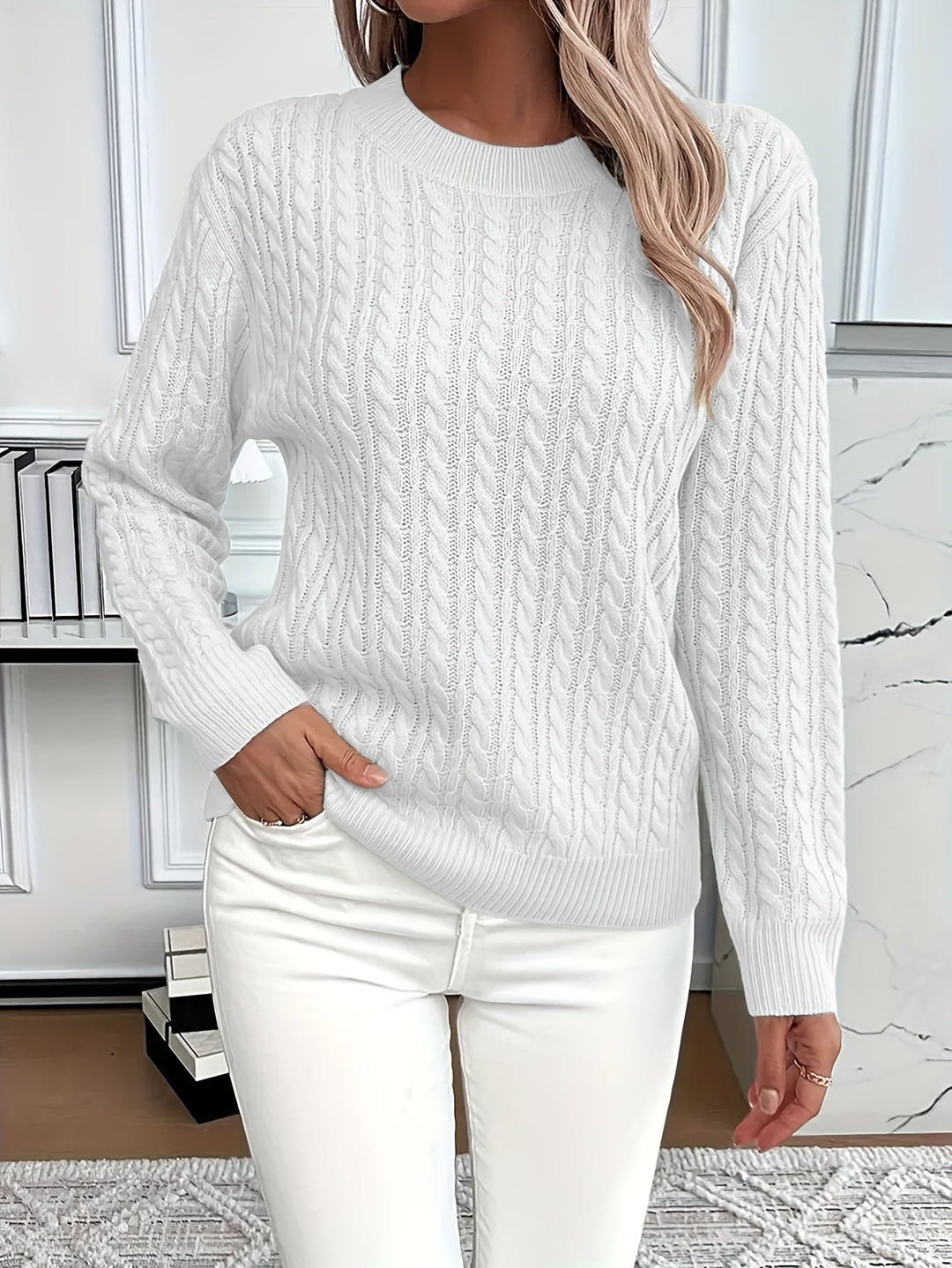 Danièle — Pulls Femme Torsadé Col Rond Maille Fine, Nelly Boutique — image 37