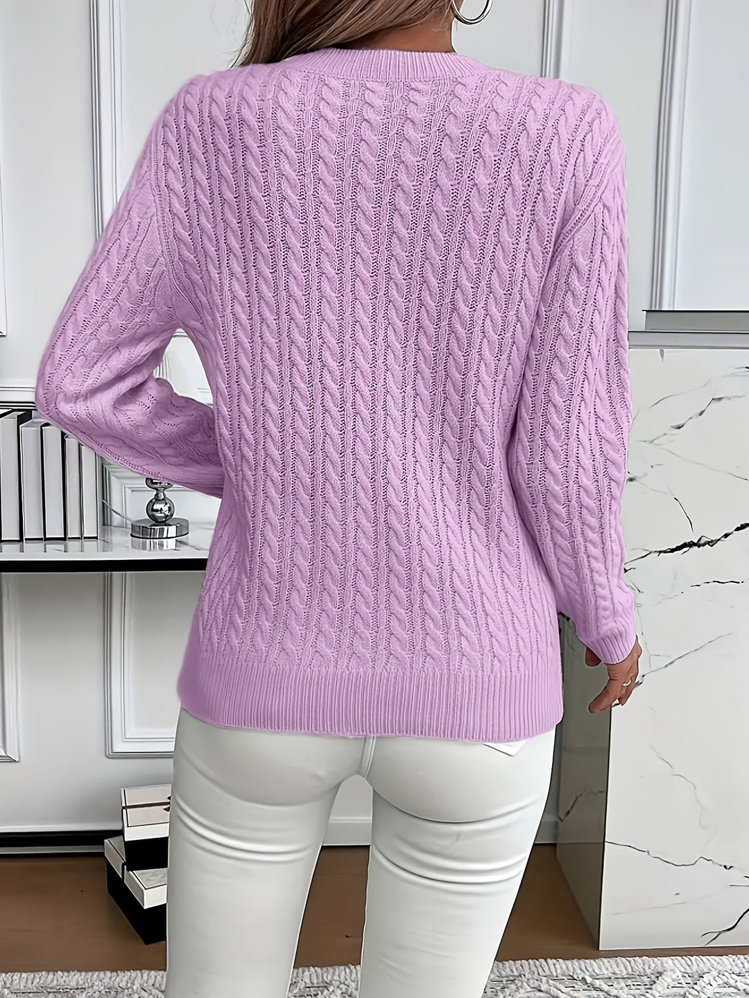 Danièle — Pulls Femme Torsadé Col Rond Maille Fine, Nelly Boutique — image 44