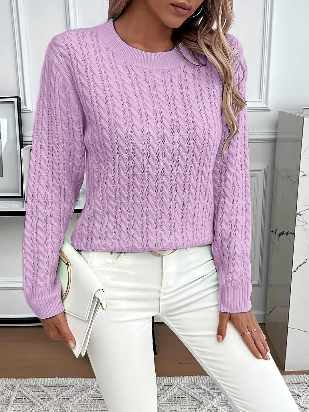 Danièle — Pulls Femme Torsadé Col Rond Maille Fine, Nelly Boutique — image 45