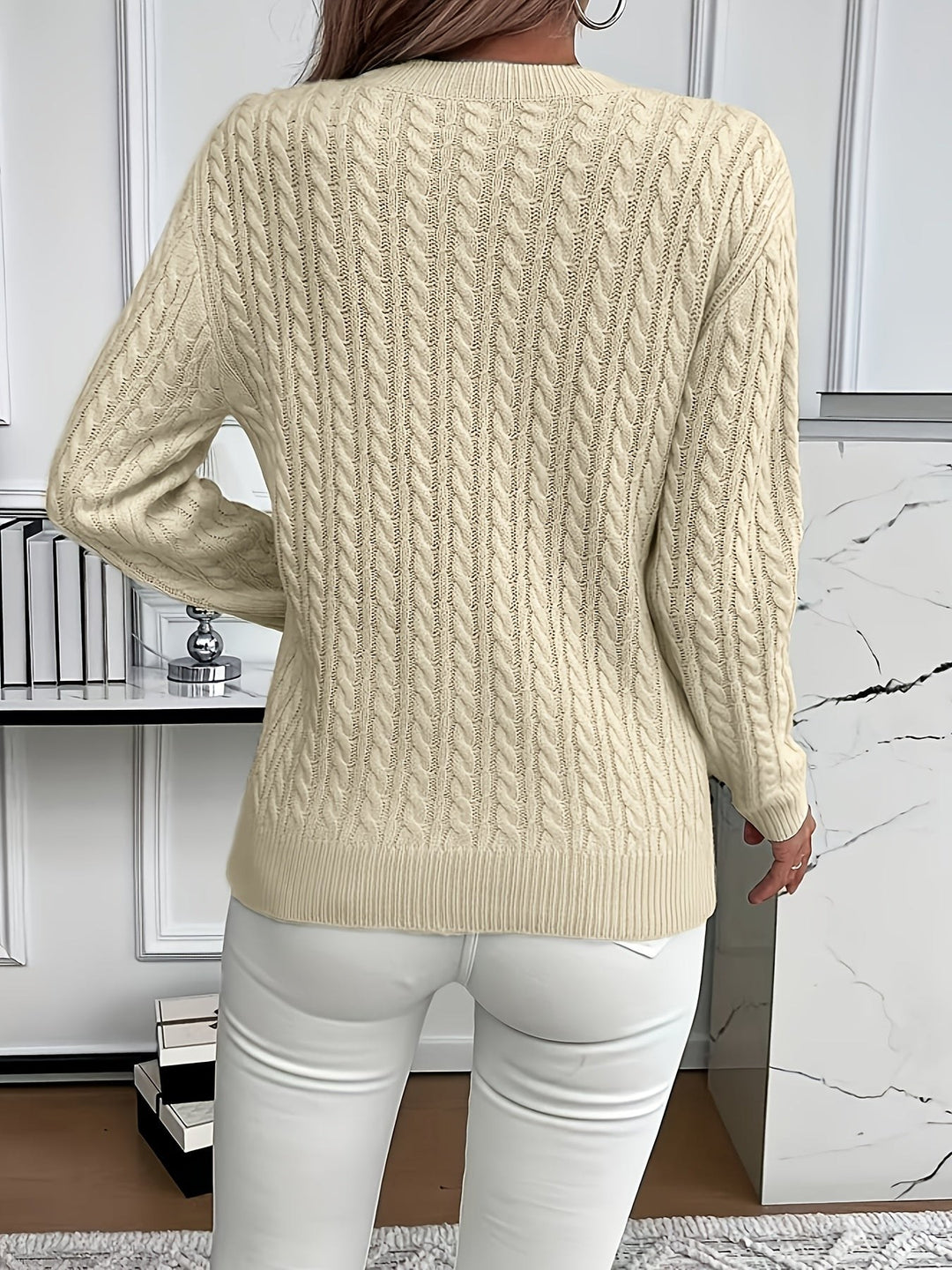 Danièle — Pulls Femme Torsadé Col Rond Maille Fine, Nelly Boutique — image 50