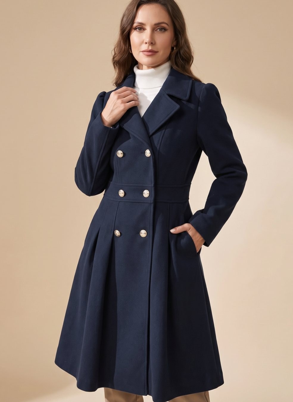 Élise — Manteau Court Femme Laine Cintré Croisé Évasé, Nelly Boutique — image 2