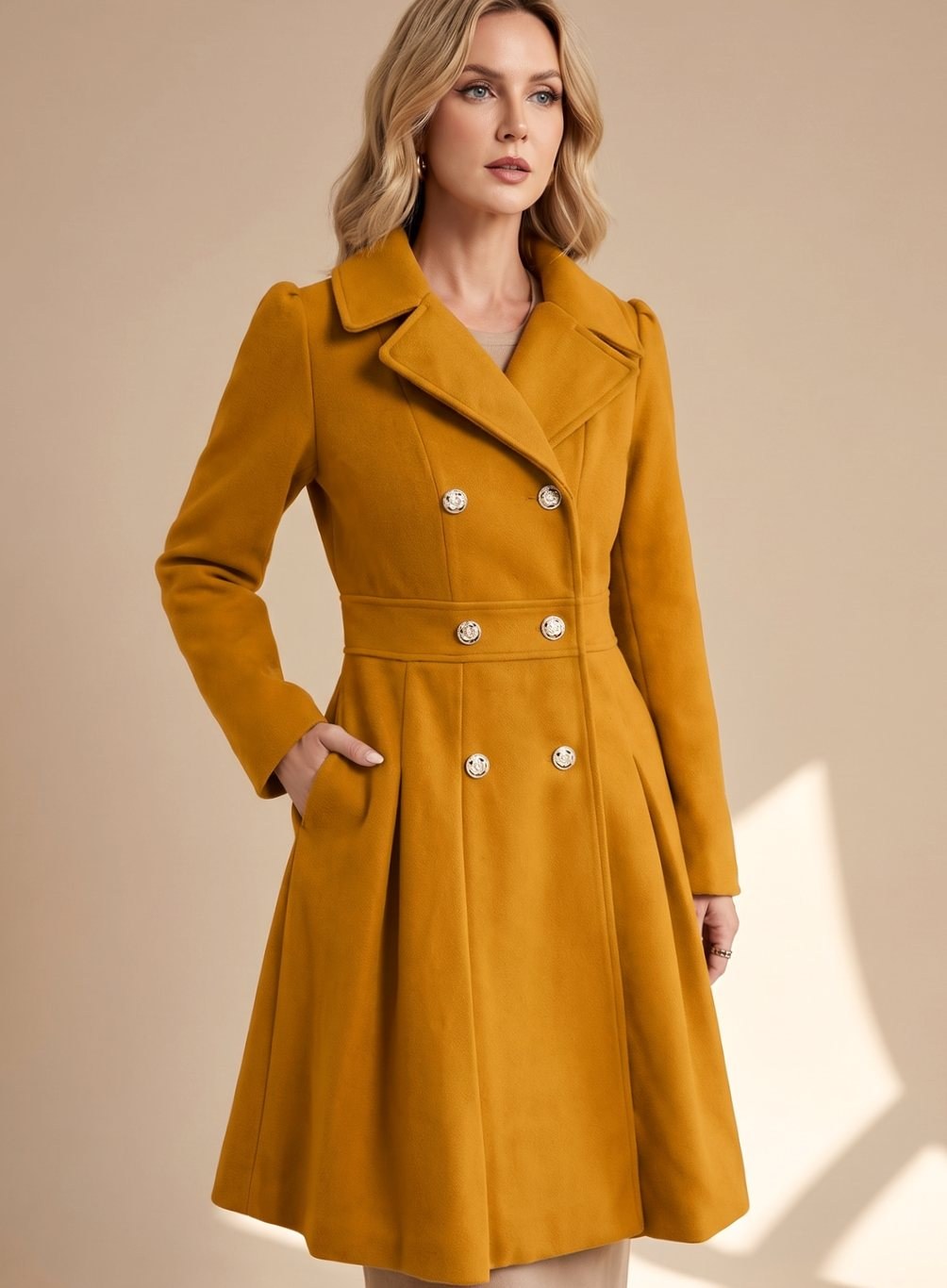 Élise — Manteau Court Femme Laine Cintré Croisé Évasé, Nelly Boutique — image 9