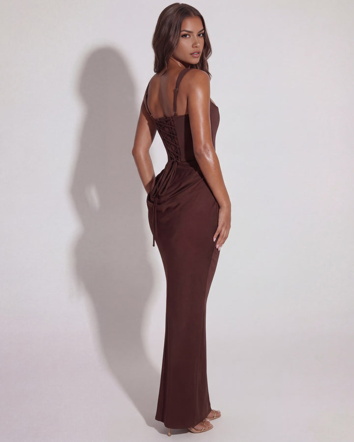 Emmanuelle — Robe de Soirée Femme Longue Satin Bretelles, Nelly Boutique — image 9