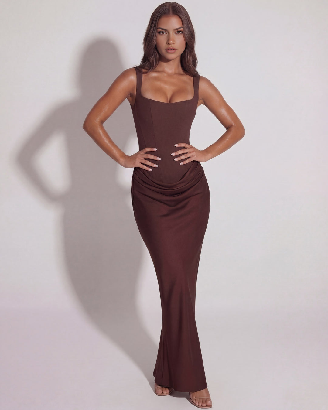 Emmanuelle — Robe de Soirée Femme Longue Satin Bretelles, Nelly Boutique — image 10