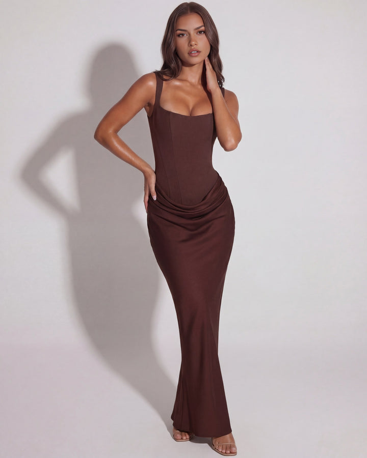Emmanuelle — Robe de Soirée Femme Longue Satin Bretelles, Nelly Boutique — image 11