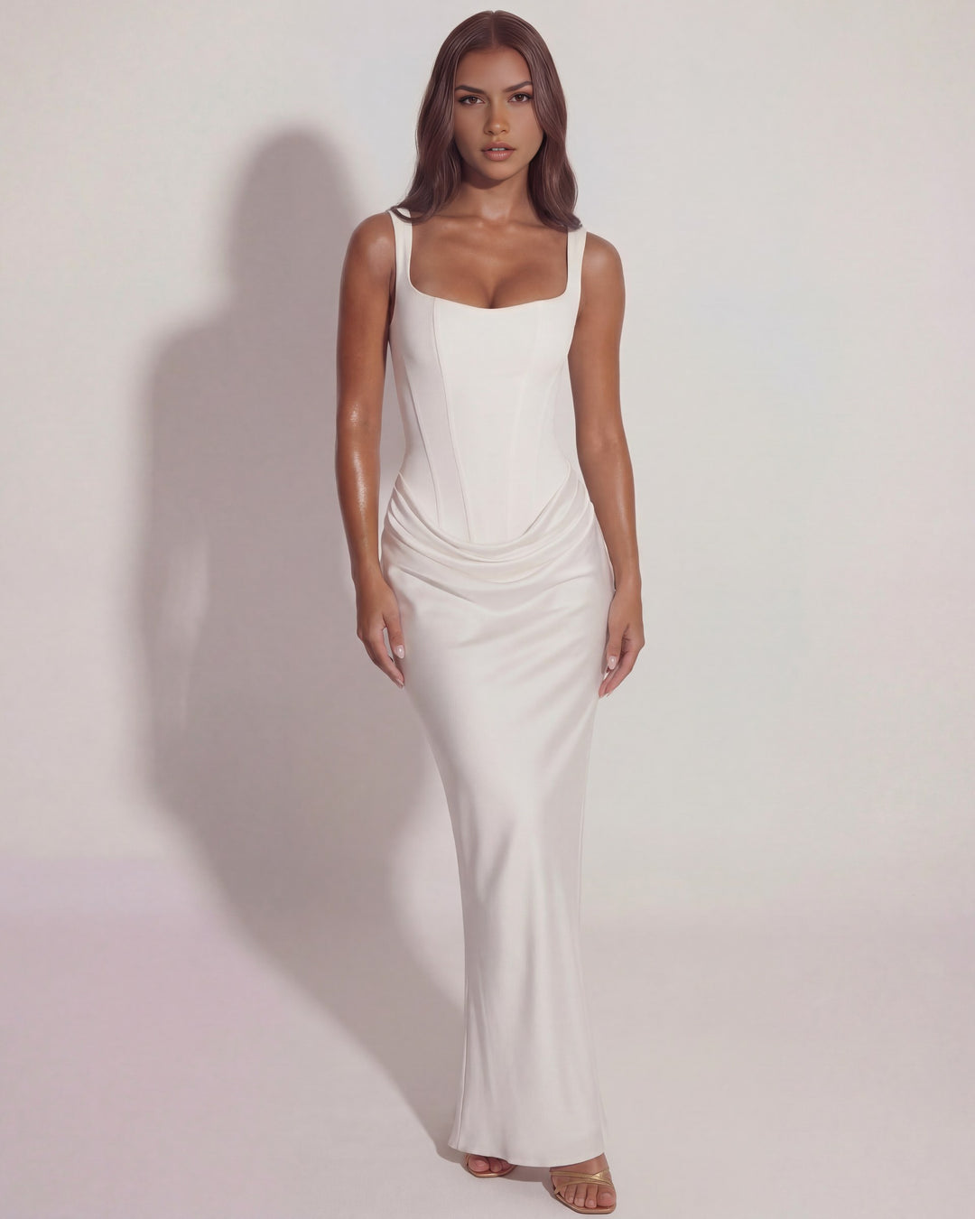 Emmanuelle — Robe de Soirée Femme Longue Satin Bretelles, Nelly Boutique — image 25