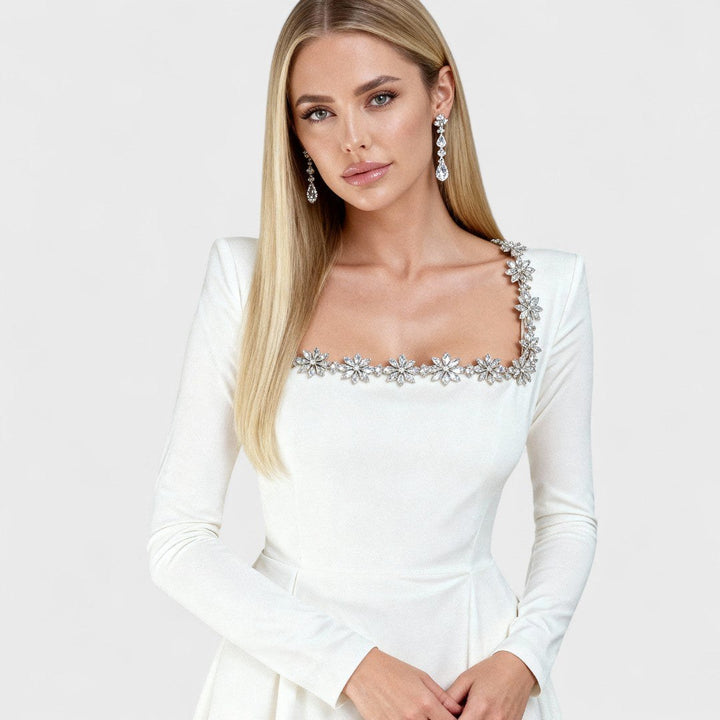 Évelyne — Robe de Soirée Femme Velours Courte Manche Longue, Nelly Boutique — image 9