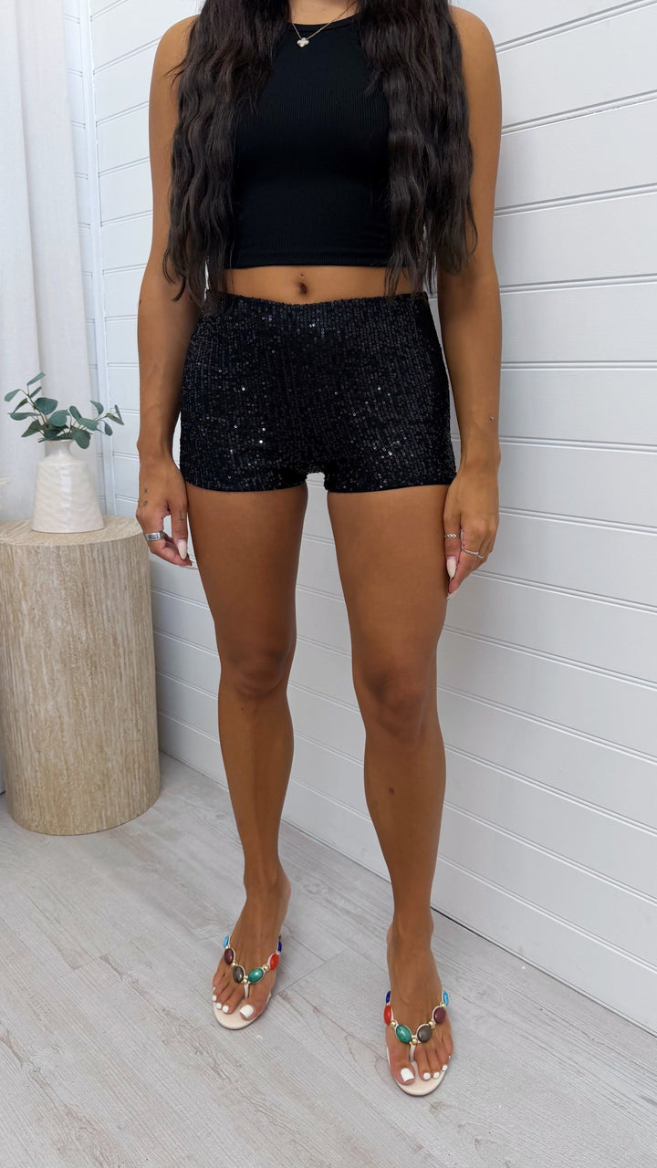 Fanny — Short Paillette Femme Noir Stretch Taille Haute, Nelly Boutique — image 2