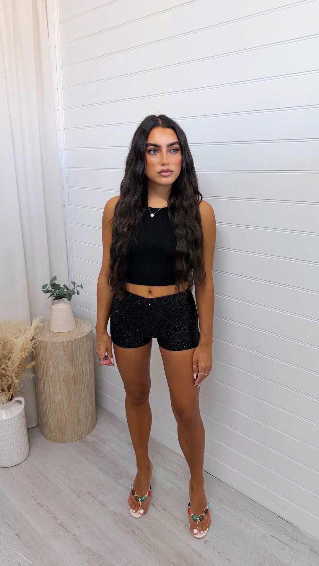 Fanny — Short Paillette Femme Noir Stretch Taille Haute, Nelly Boutique — image 3