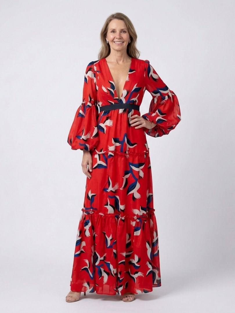 Faustine — Robe Manche Longue Femme Imprimée Col V, Nelly Boutique — image 2
