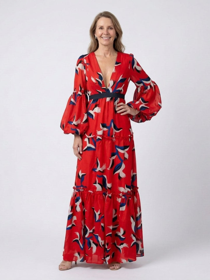 Faustine — Robe Manche Longue Femme Imprimée Col V, Nelly Boutique — image 2