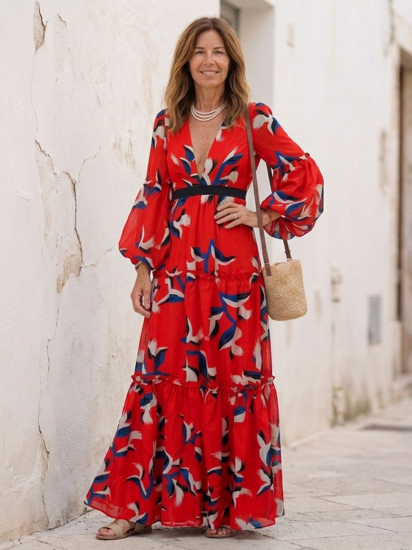 Faustine — Robe Manche Longue Femme Imprimée Col V, Nelly Boutique — image 8