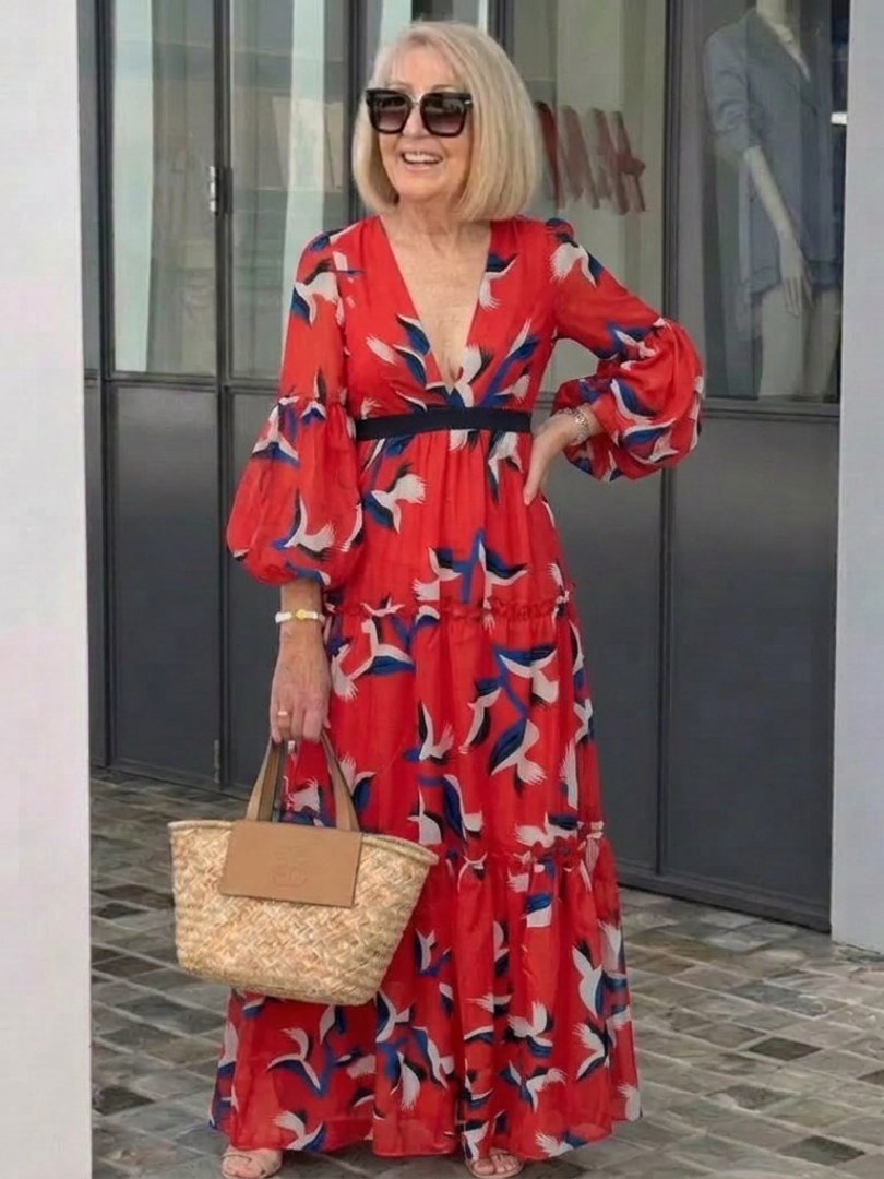 Faustine — Robe Manche Longue Femme Imprimée Col V, Nelly Boutique — image 9