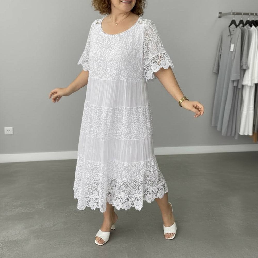 Georgette — Robe Dentelle Femme Longue Manche Volant Brodée, Nelly Boutique — image 2